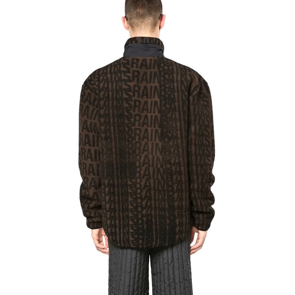 RAINS Heavy Fleece Monogram Jacket in Brown NWT Unisex Oversized W:M/L or M: S/M - Picture 13 of 13
